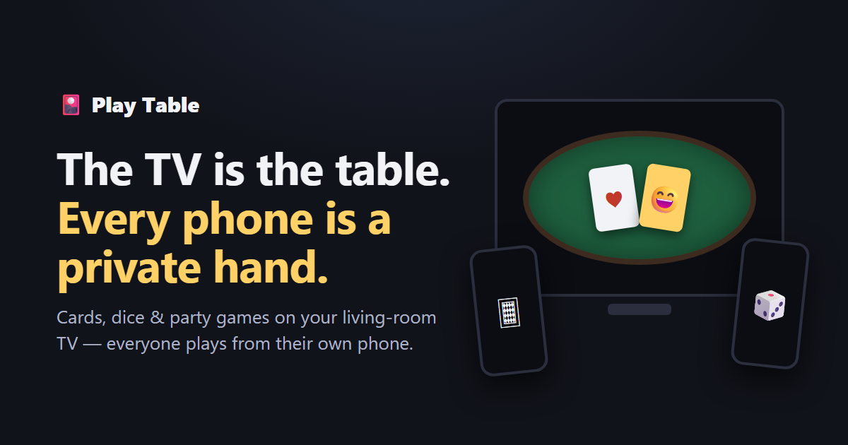 I built a game-night app where the TV is the card table and every phone is a private hand